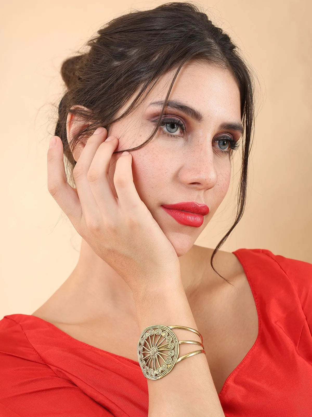 Ashoka Chakra Brass Cuff