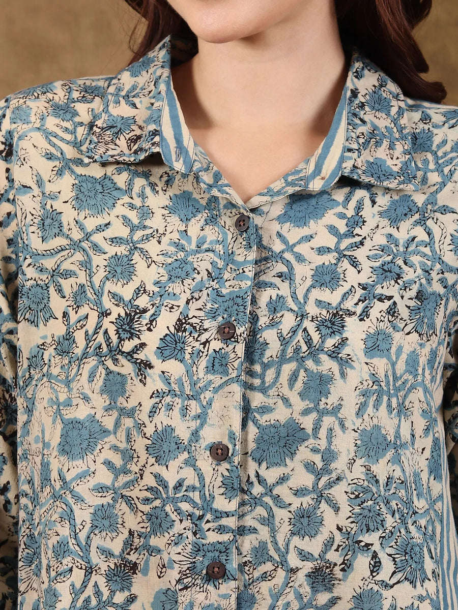 Bagru Front Buttoned A-Line Dress