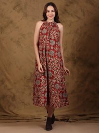 Bagru Halter Neck Flare Dress