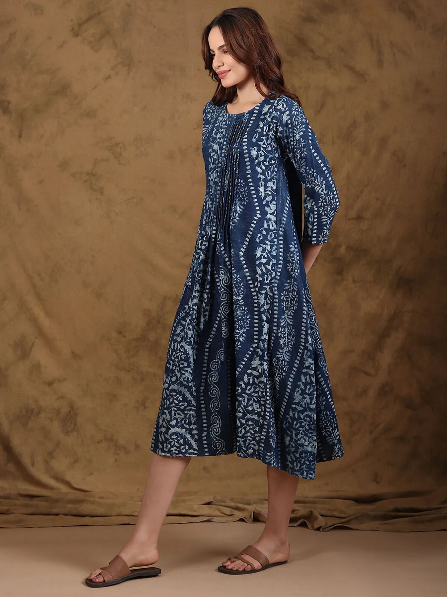 Bagru Indigo Pintuck Dress