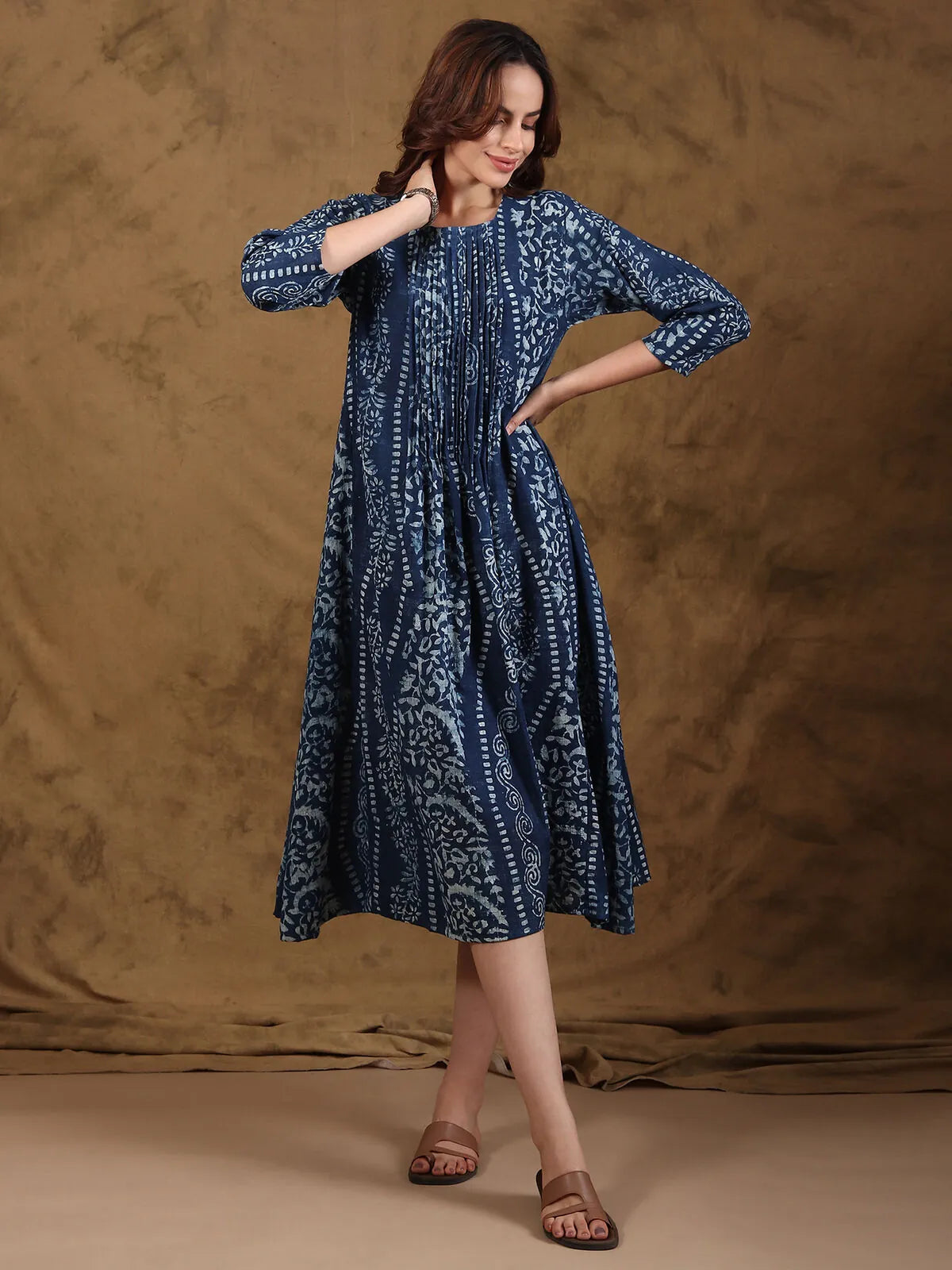 Bagru Indigo Pintuck Dress