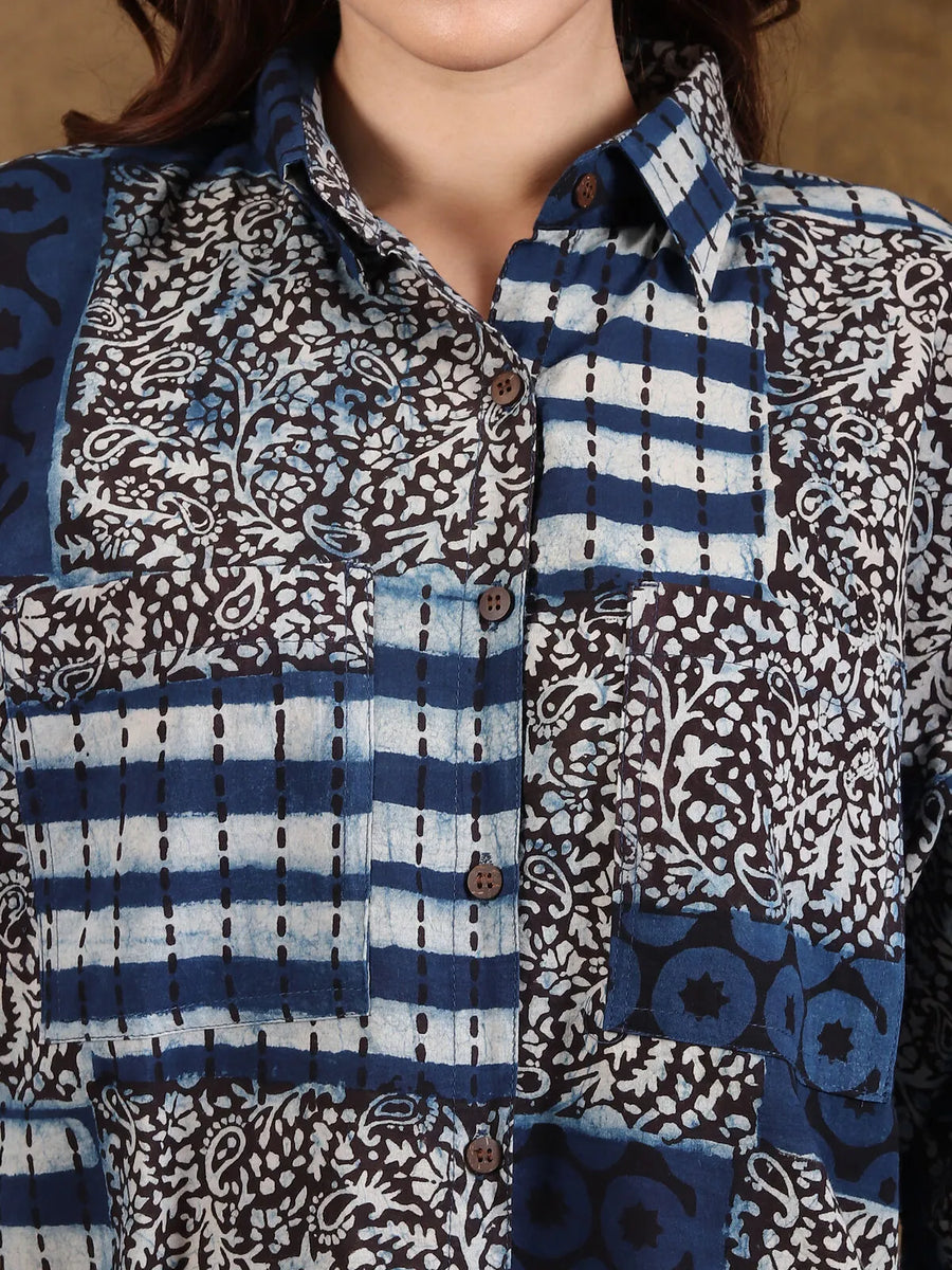 Bagru Patchblock-Print Unisex Shirt