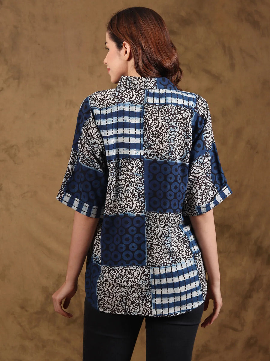 Bagru Patchblock-Print Unisex Shirt