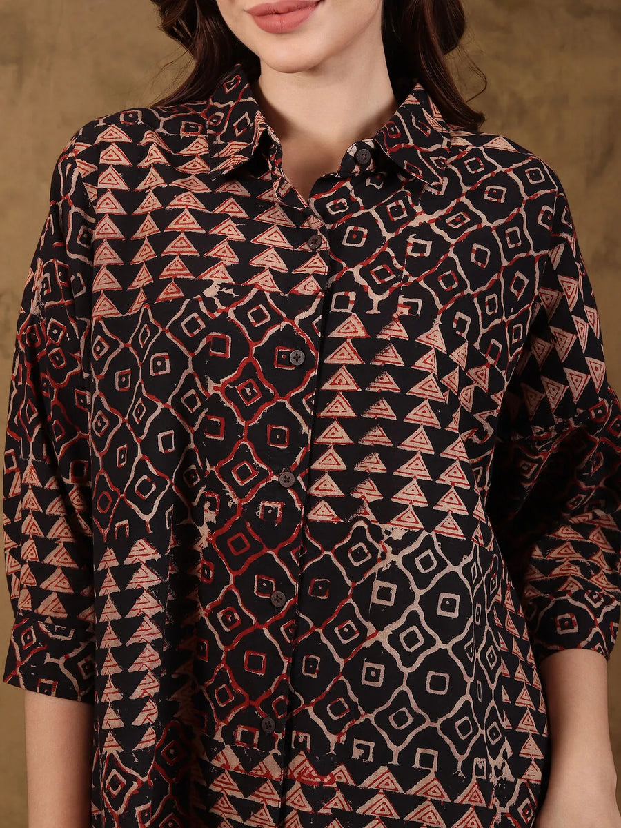 Bagru Patchblock Print Shirt Style Kurta
