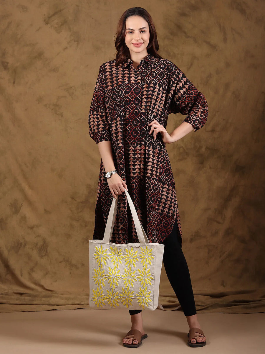 Bagru Patchblock Print Shirt Style Kurta