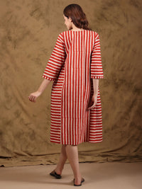 Bagru V-Neck A-Line Midi Dress