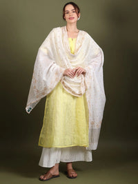 Beige Floral Chikankari Dupatta