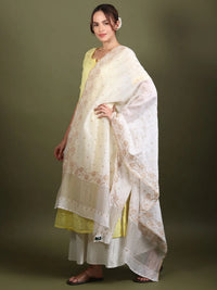 Beige Floral Chikankari Dupatta
