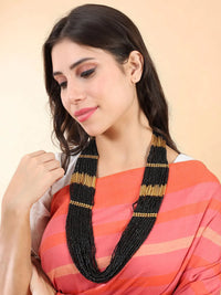 Black- Gold Beaded Layer Necklace