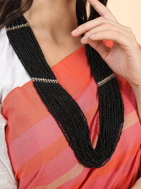 Black Beaded Layer Necklace