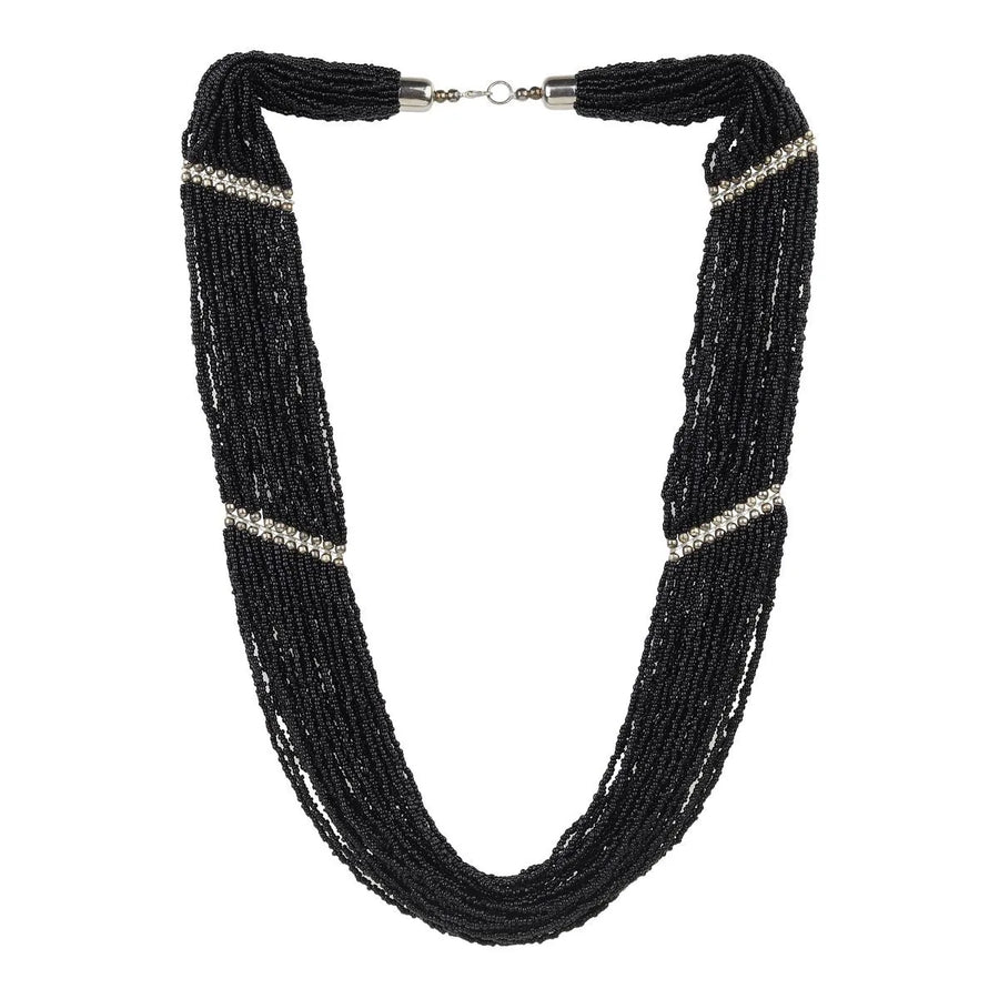 Black Beaded Layer Necklace