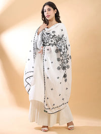 Black Floral Chikankari Dupatta