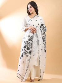 Black Floral Chikankari Dupatta