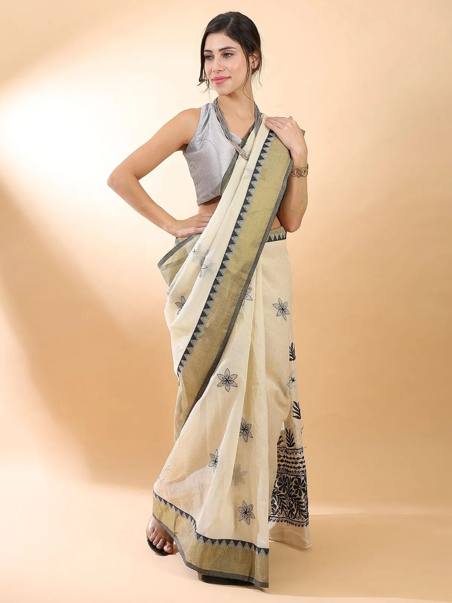 Black Floral Chikankari Saree
