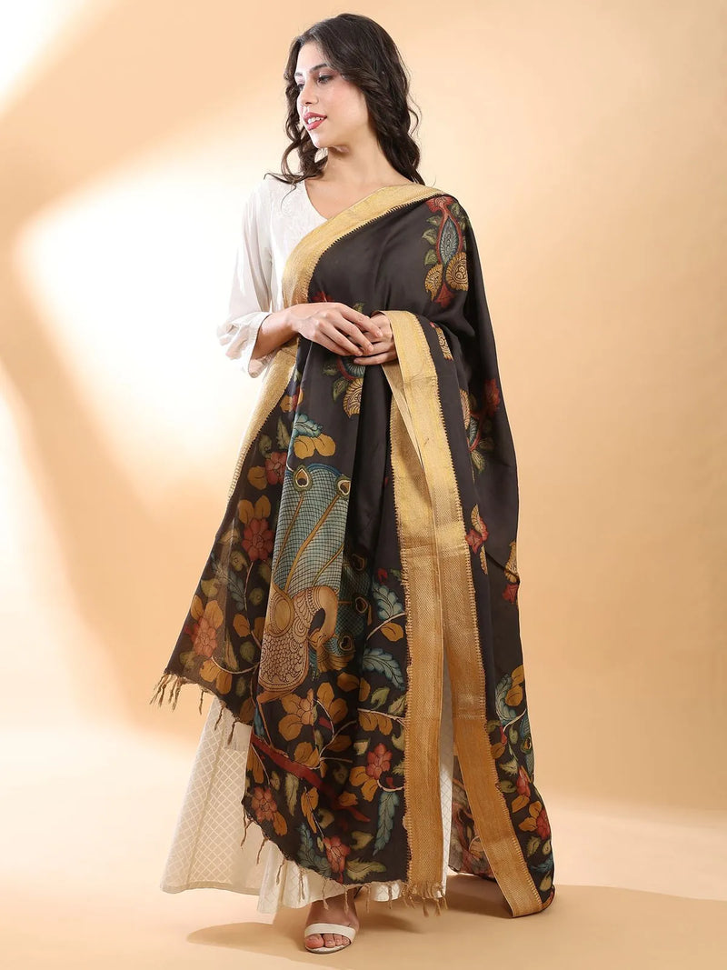 Black Kalamkari Dupatta