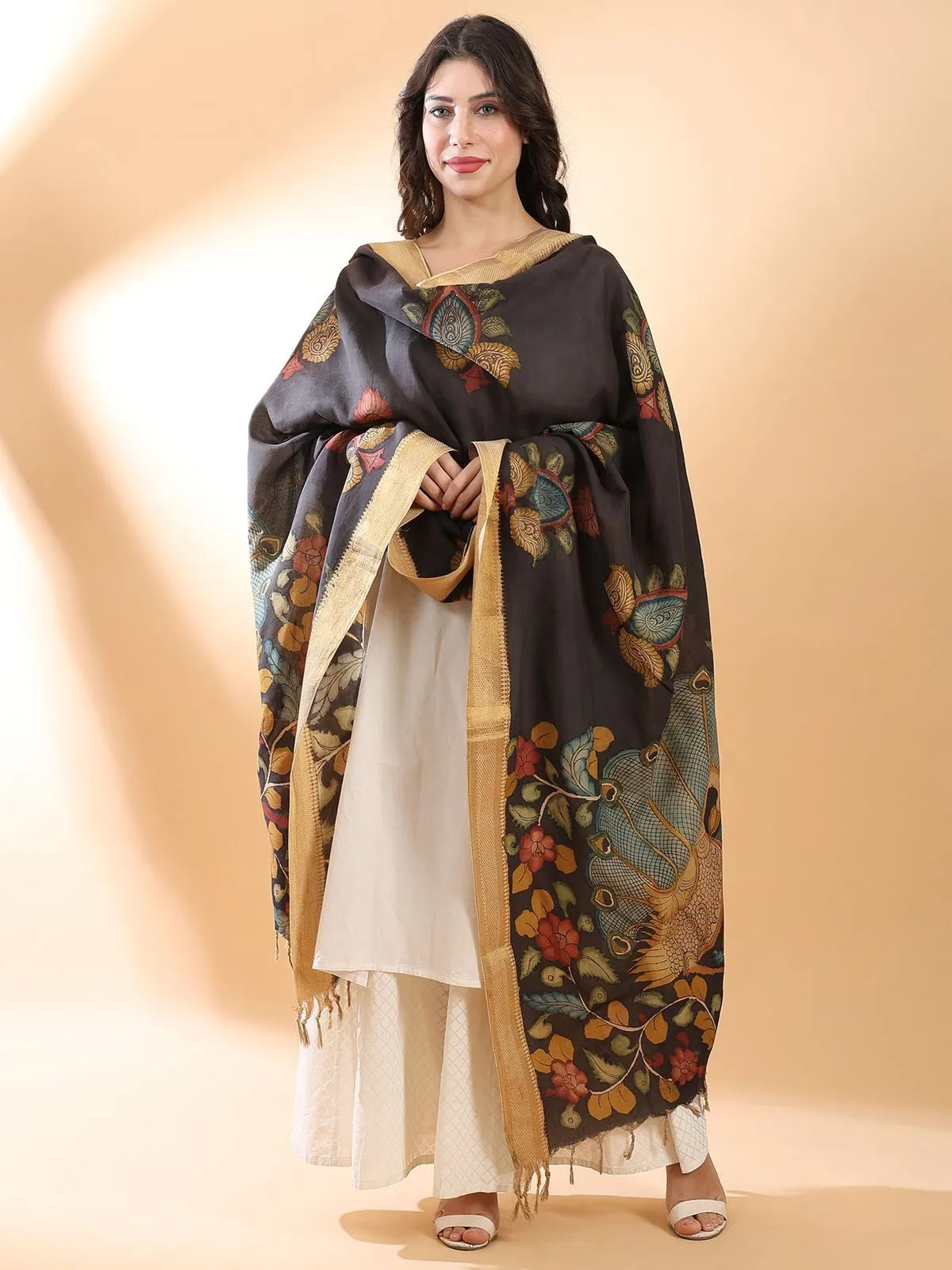 Black Kalamkari Dupatta
