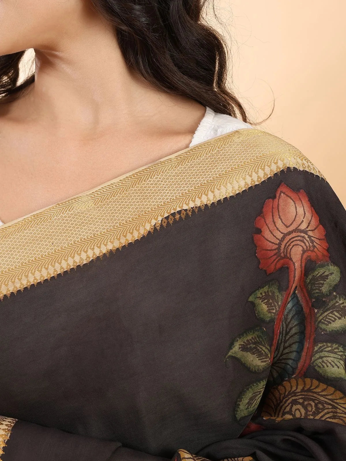 Black Kalamkari Dupatta