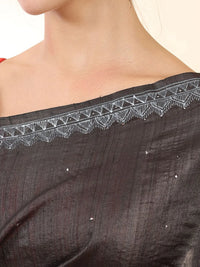 Black Madhubani Silk Saree