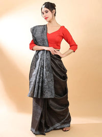 Black Madhubani Silk Saree