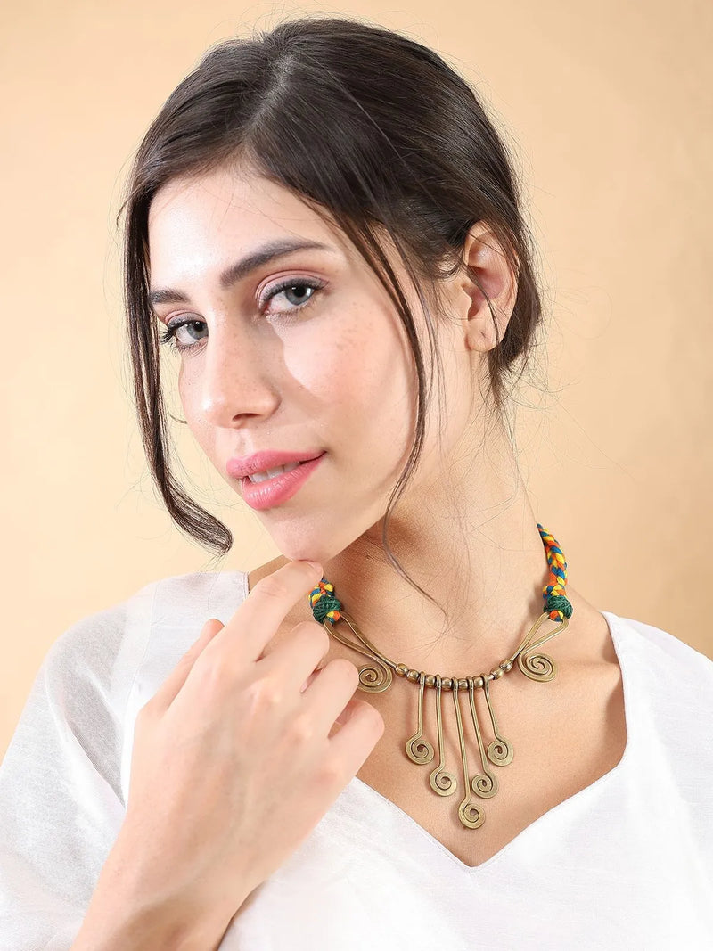 Brass Spiral Tribal Necklace