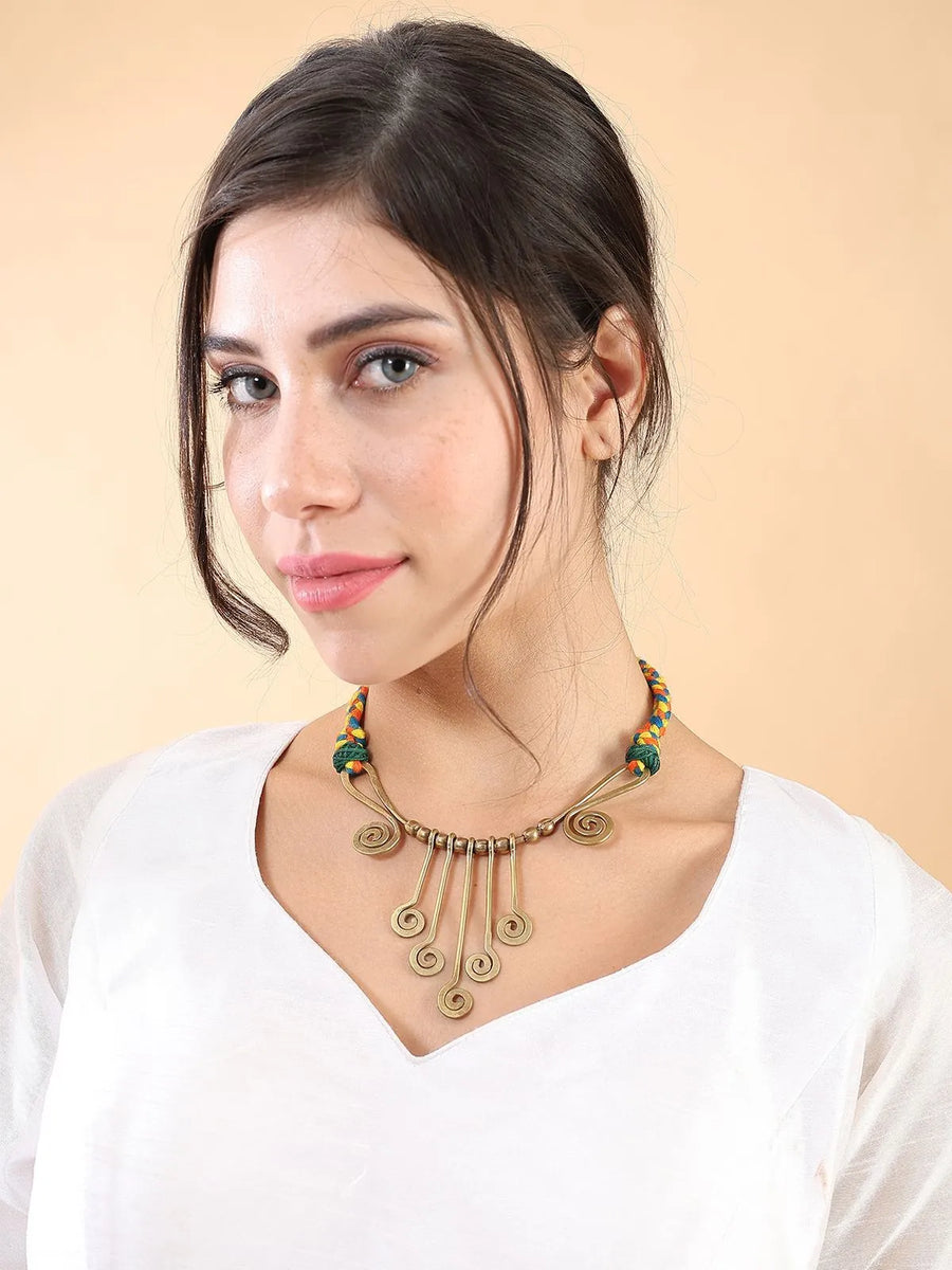 Brass Spiral Tribal Necklace