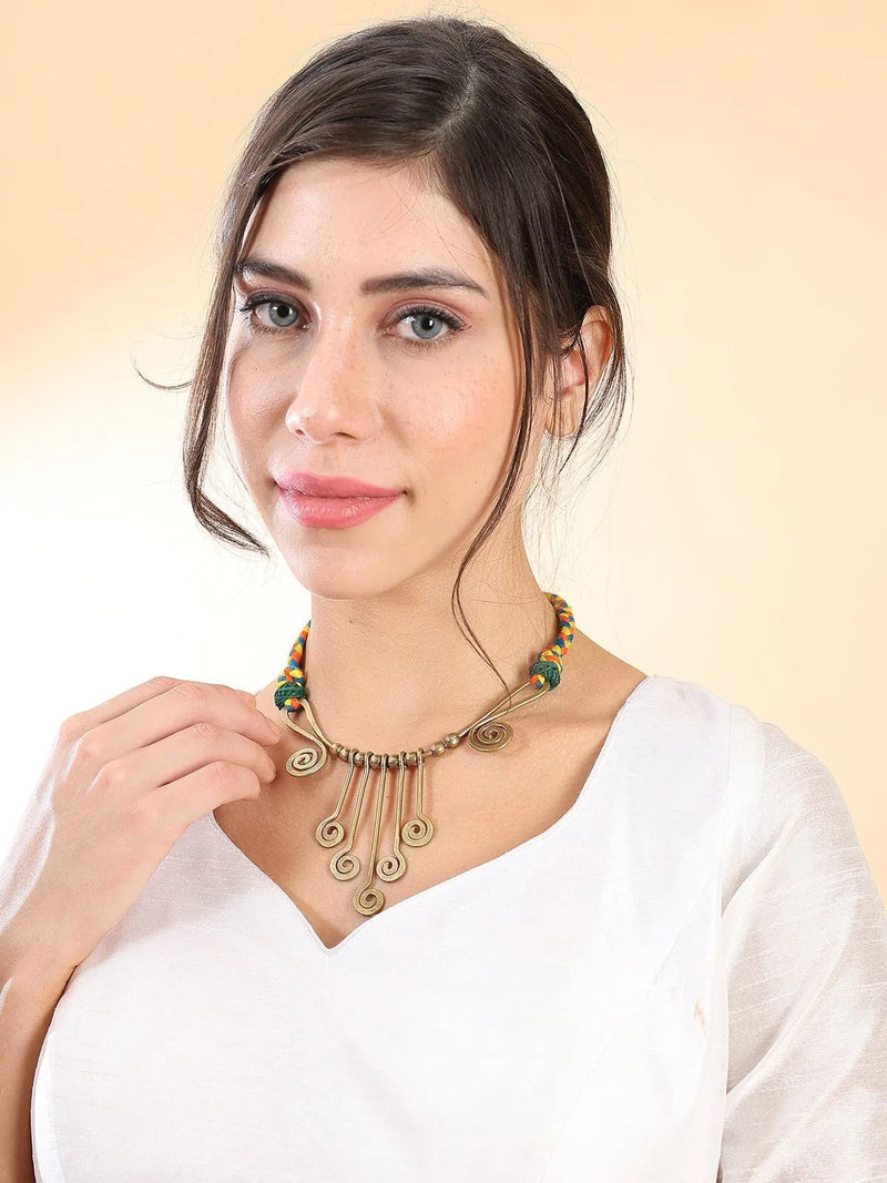 Brass Spiral Tribal Necklace