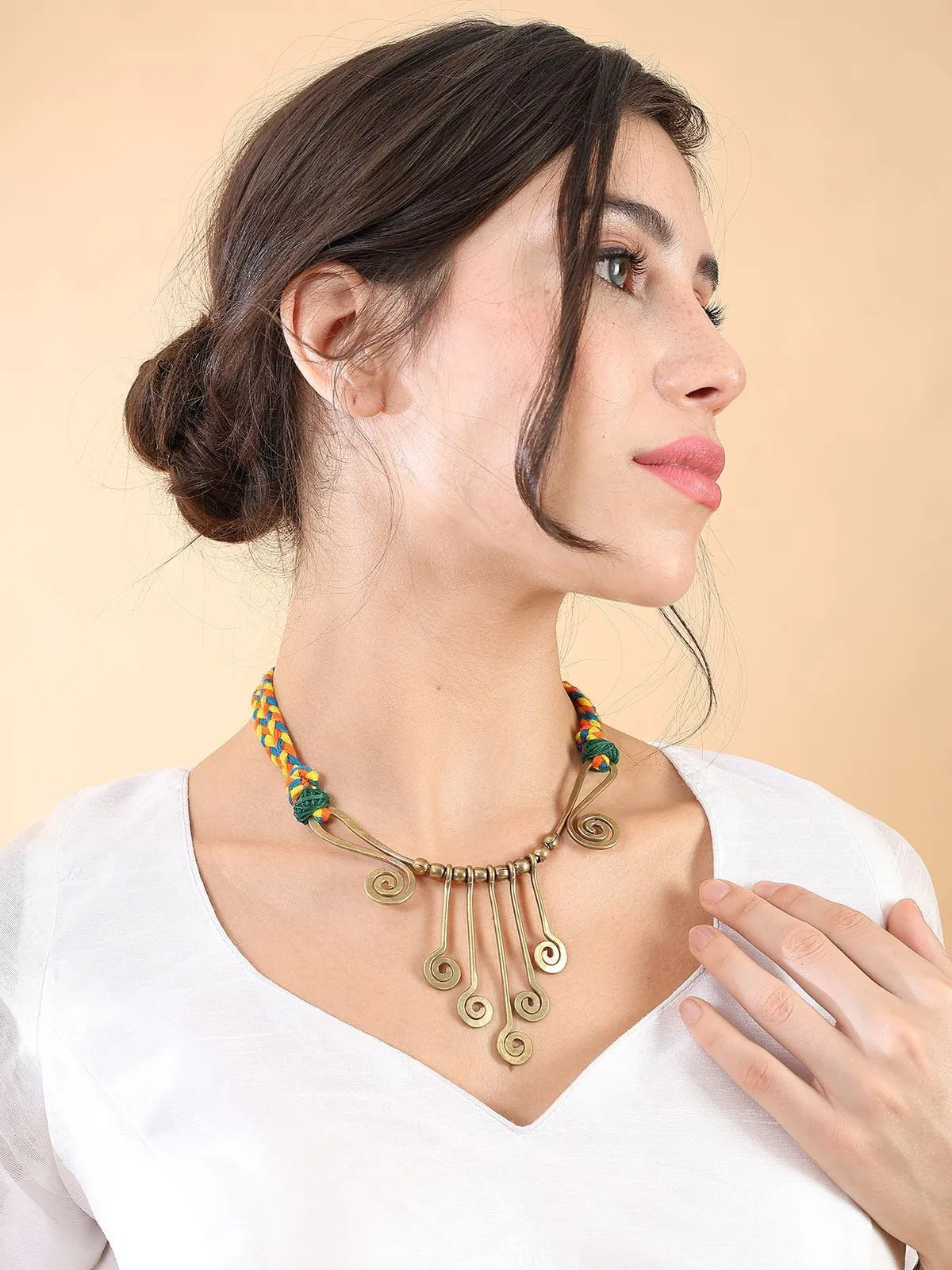 Brass Spiral Tribal Necklace