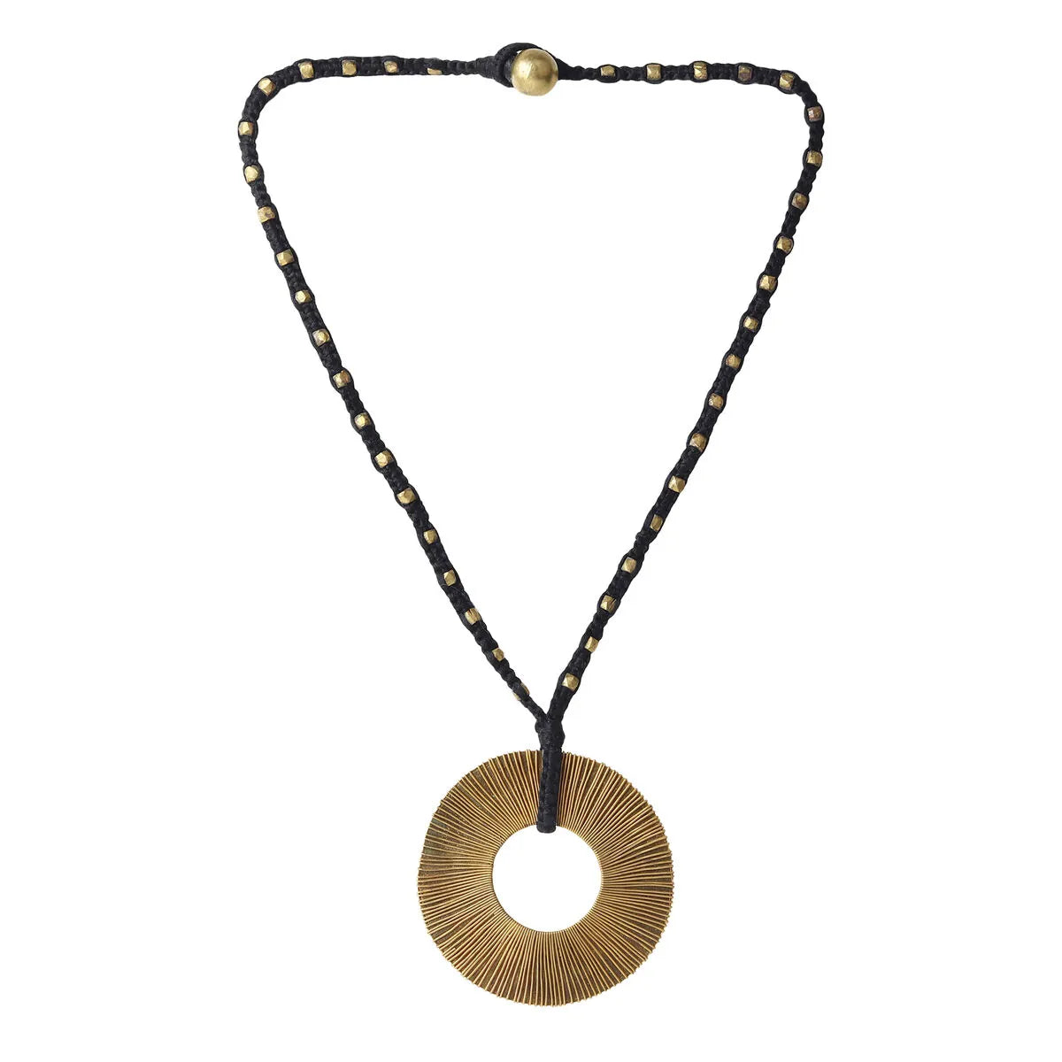Brass Sunburst Pendant Necklace