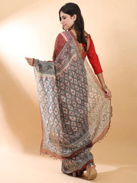 Brown Madhubani Silk Saree