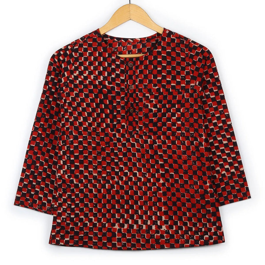 Checks Blockprint Boys Kurta