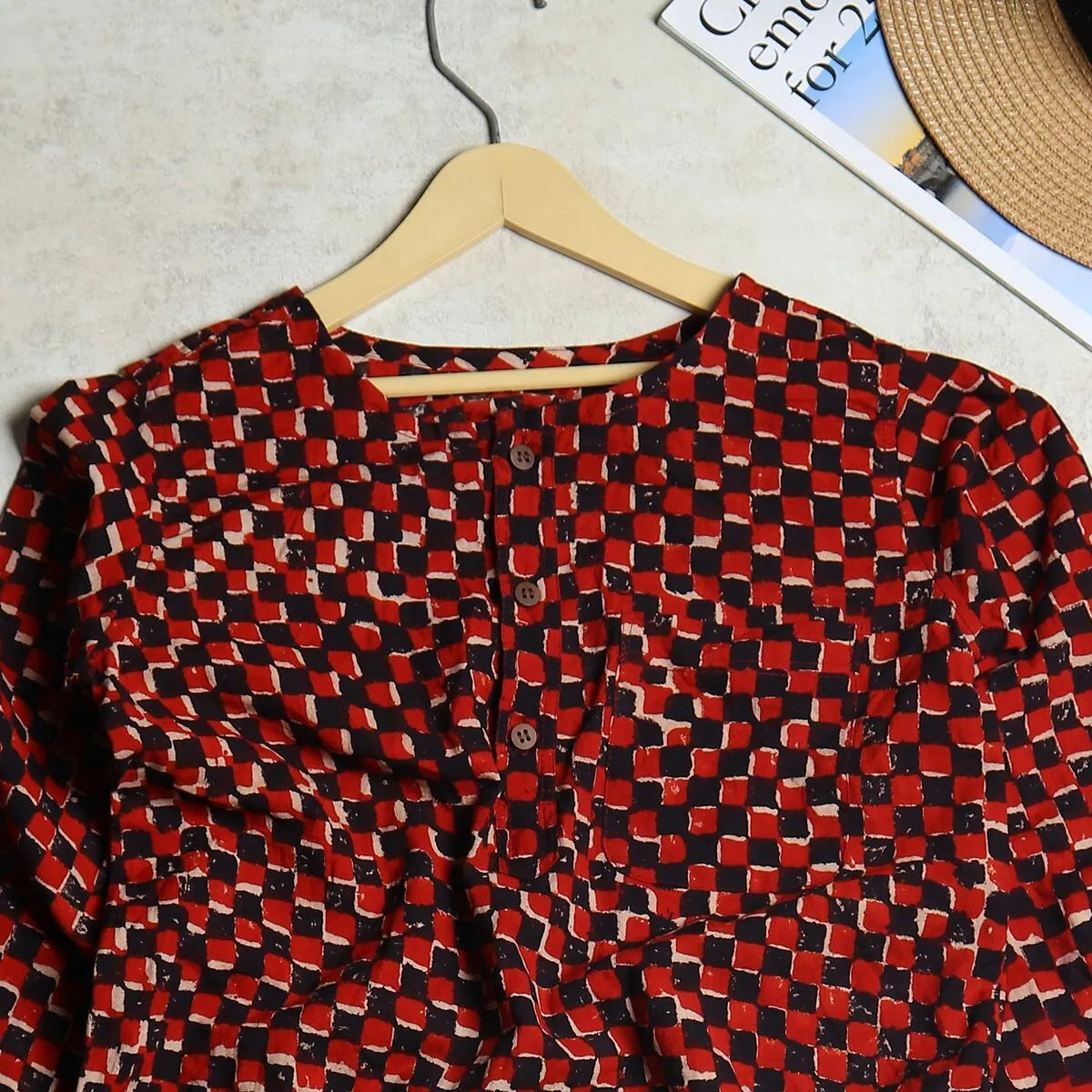 Checks Blockprint Boys Kurta
