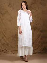 Chikankari Kota-doria White Kurta