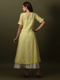 Chikankari Kota-doria Yellow Kurta