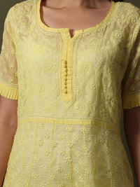 Chikankari Kota-doria Yellow Kurta