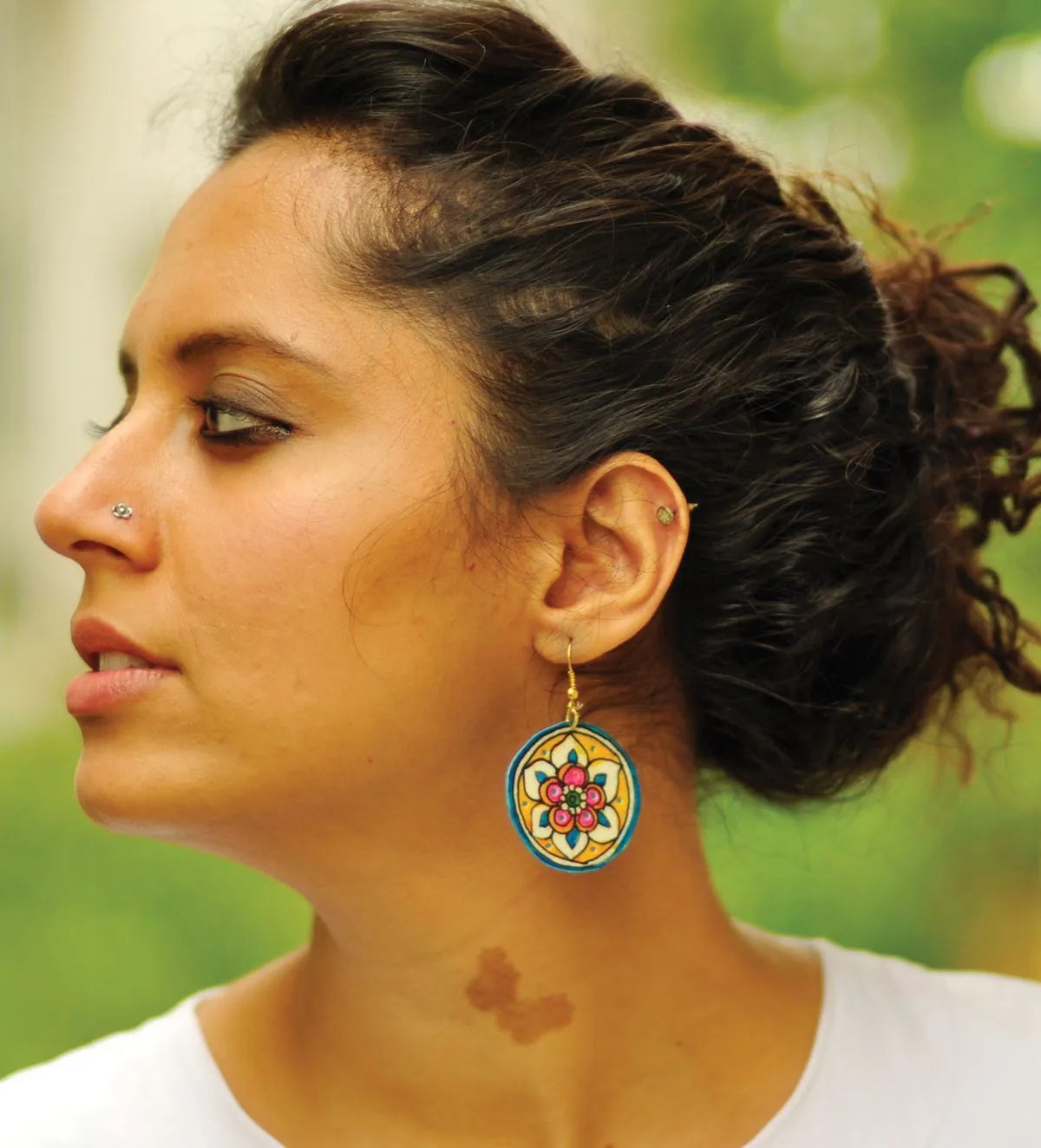 Daisy Leather Puppet Ear Rings