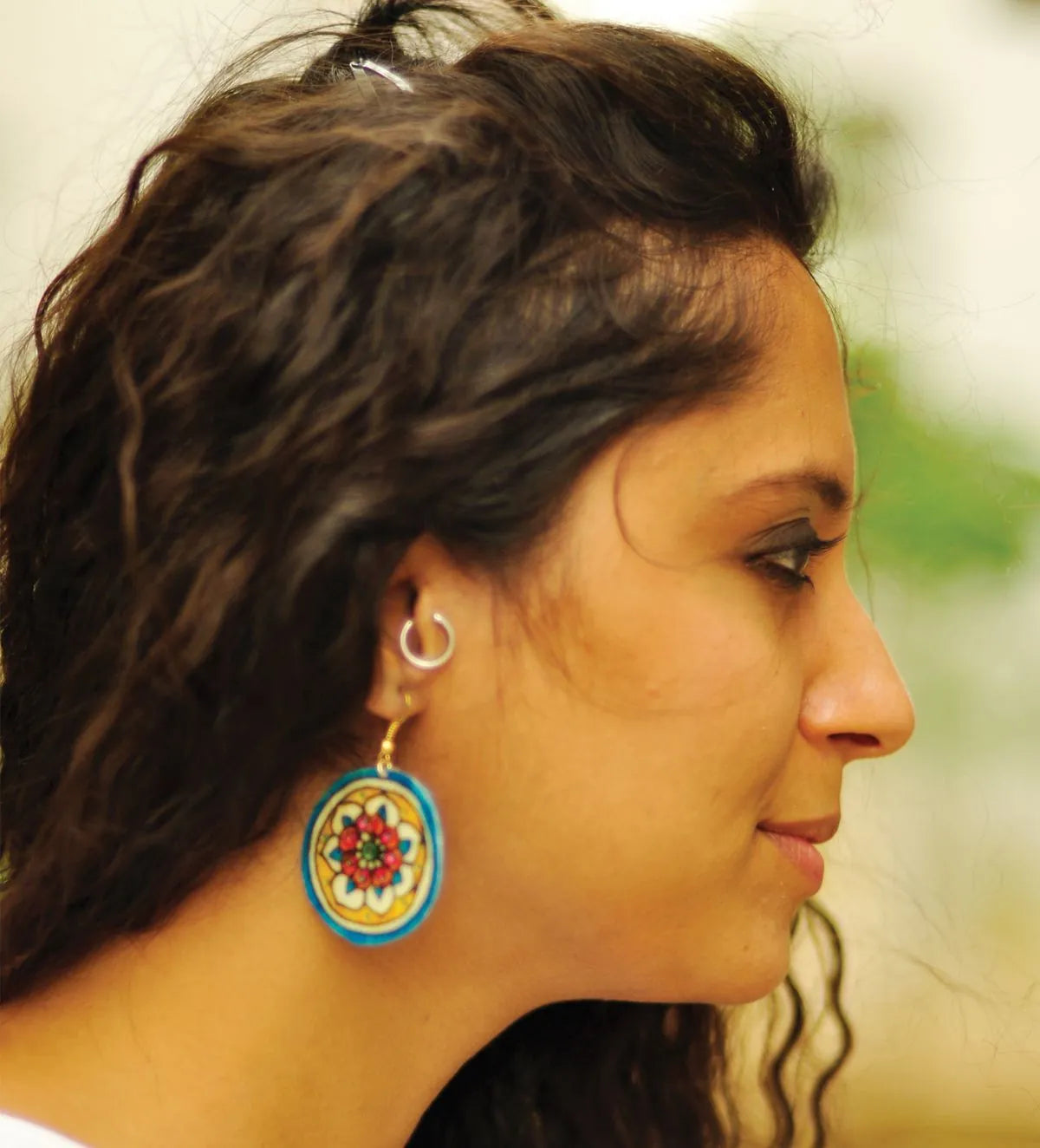 Daisy Leather Puppet Ear Rings