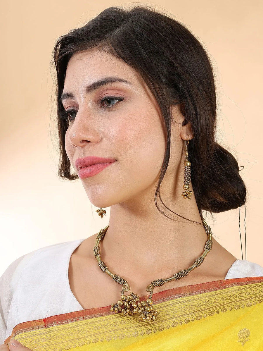 Dhokra Ghungroo Necklace Set