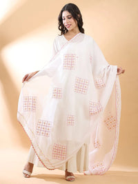 Diamond Floral Chikankari Dupatta