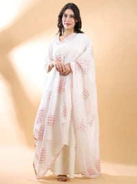 Diamond Floral Chikankari Dupatta