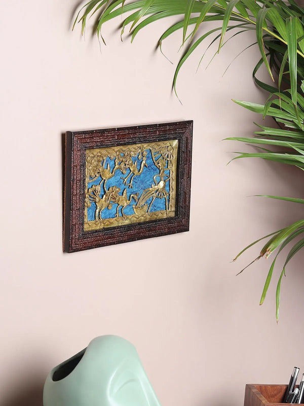 Dokra painting frame in hand cast brass with lost wax thread detailing, front view