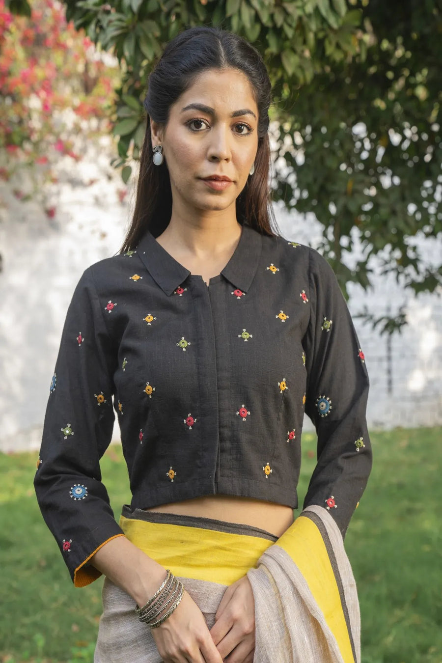Embroidered Black Blouse