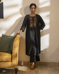 Embroidered Front open button Kurta