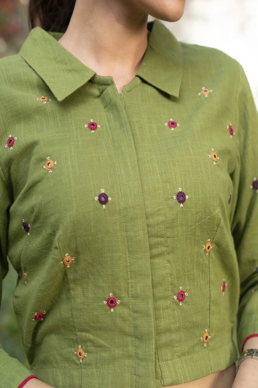 Embroidered Green Blouse