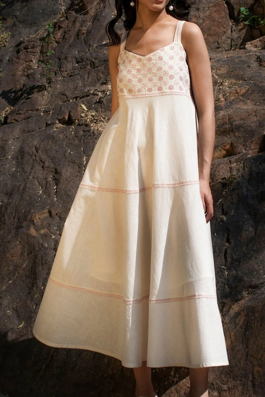Embroidered Strap Dress