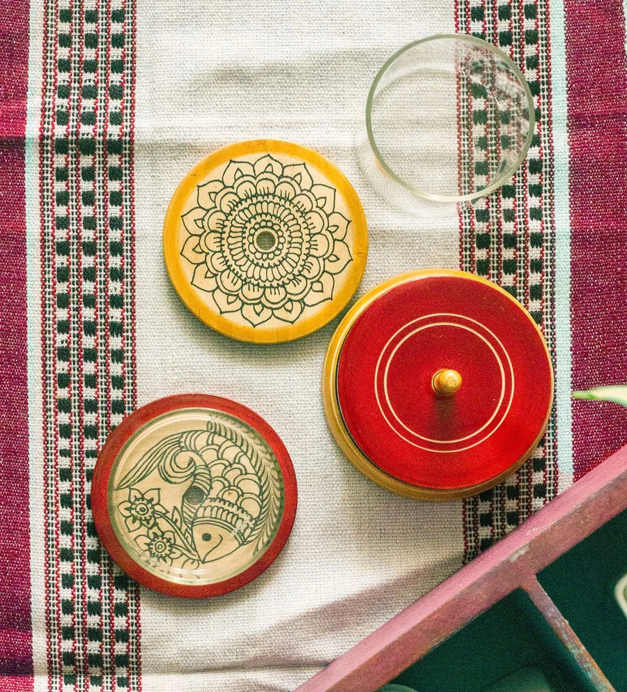 Ethnic Motifs Channapatna Hand-painted Coasters