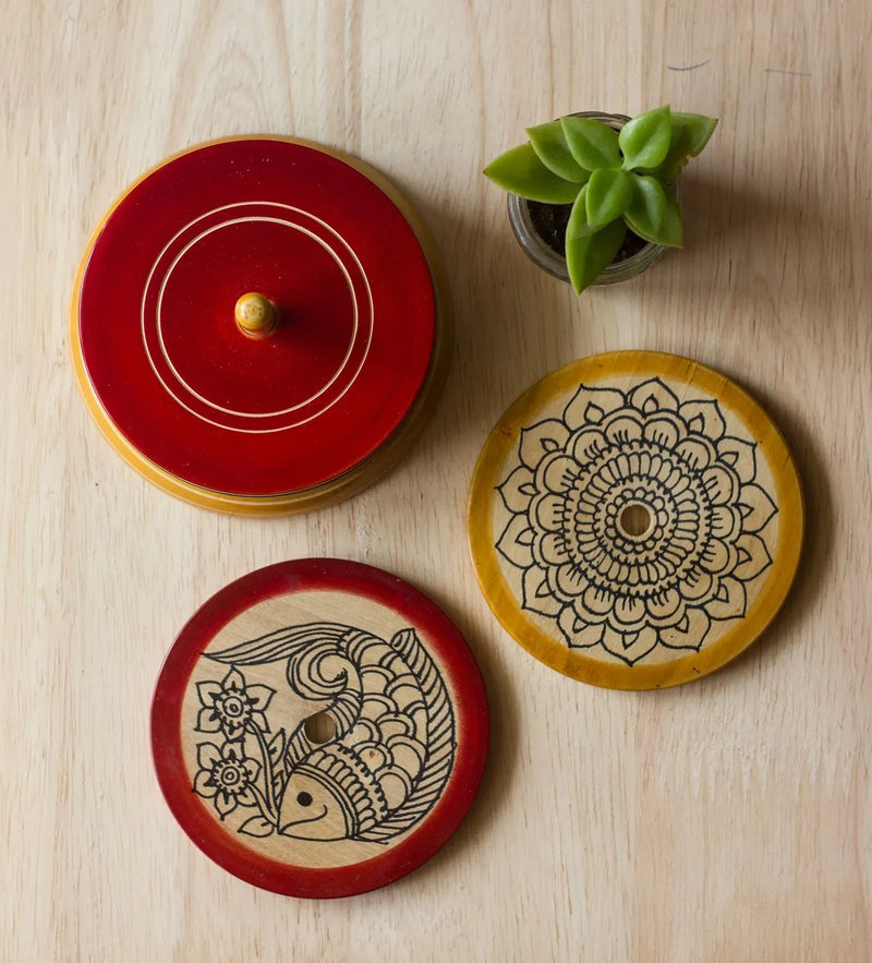 Ethnic Motifs Channapatna Hand-painted Coasters
