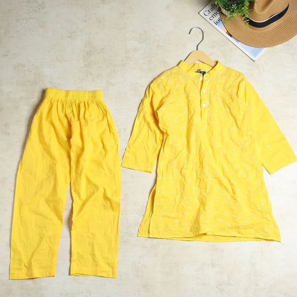 Floral print boys kurta set with matching pants in soft festive handcrafted fabric