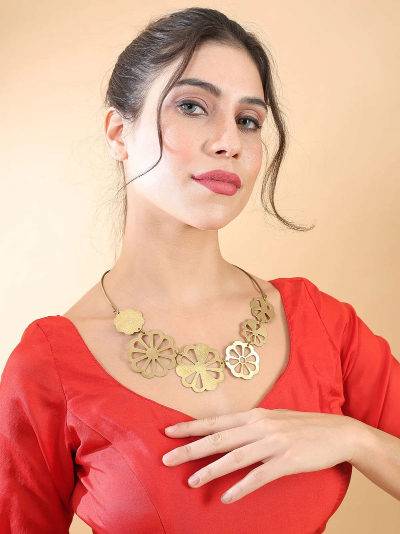 Gilded Petals Brass Necklace