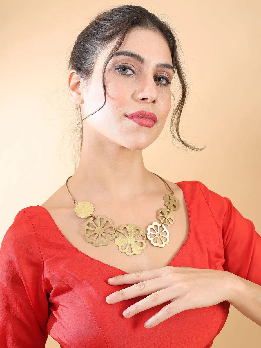 Gilded Petals Brass Necklace