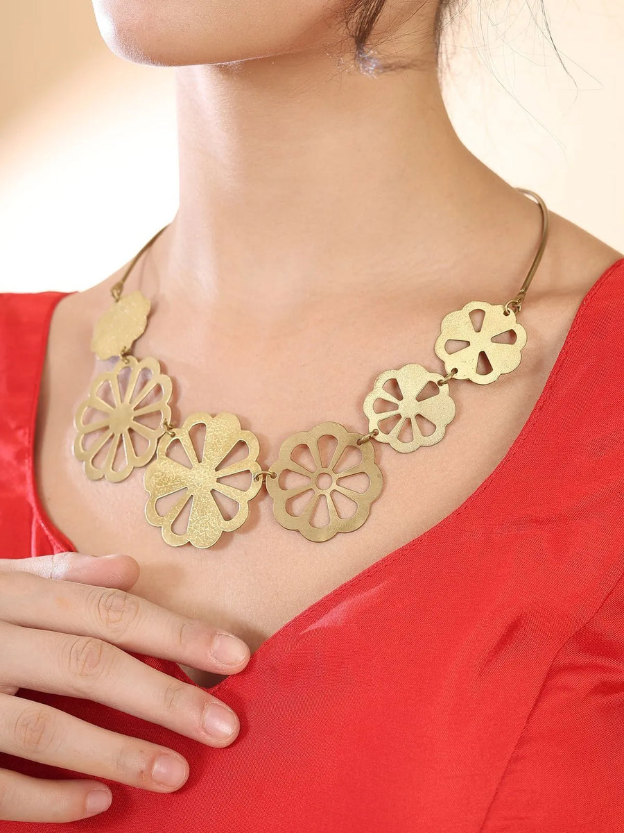 Gilded Petals Brass Necklace